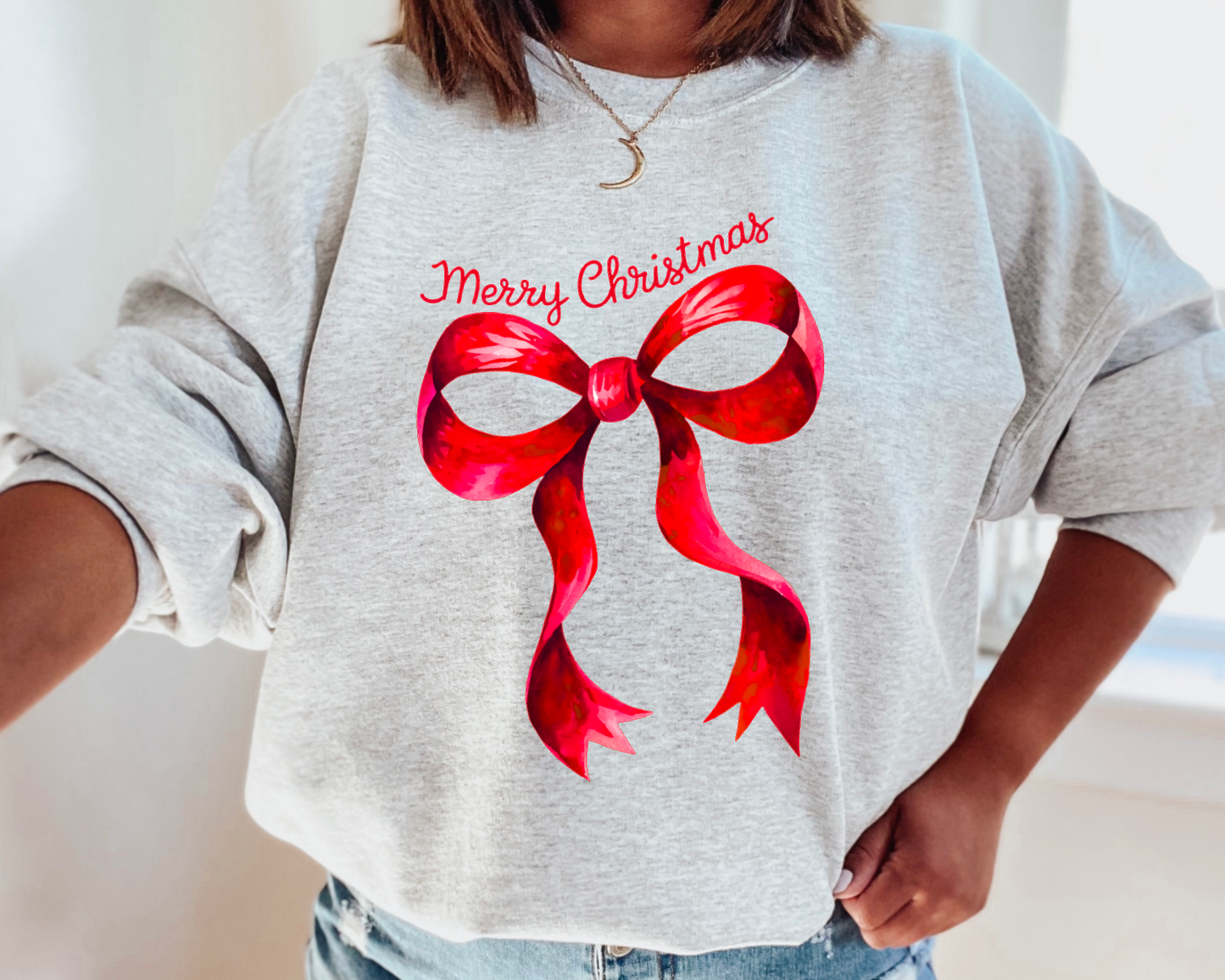 Merry Red Ribbon Crewneck Sweatshirtš