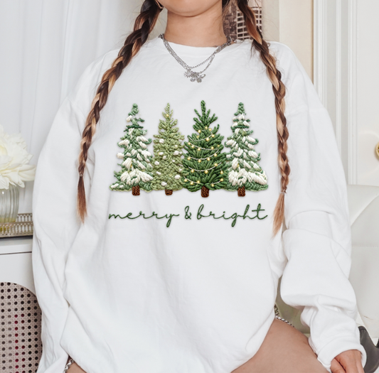 Merry & Bright Yarn Trees Sweatshirt